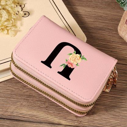 Women's Lightweight Wallet - Compact Zipper Purse with Multiple Card Slots & Coin Pocket, Elegant Monogram Initials, Secure Closure for Everyday, Travel, Gift - Women's Credit Card Organizer, Everyday Carry Purse, Stylish Ini