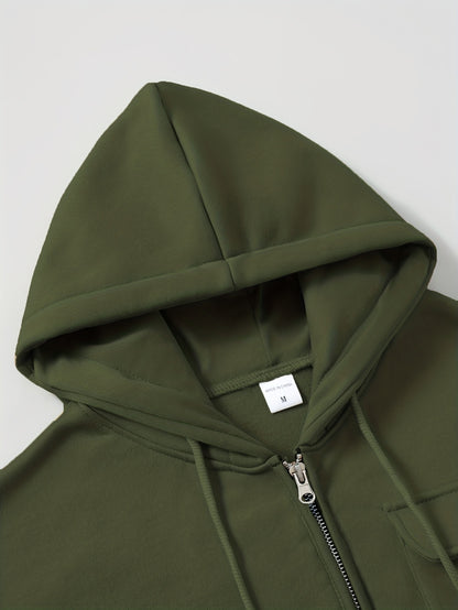 Men'S Minimalist Red & Christmas Tree Print Hooded Sweatshirt - Long Sleeve Casual Pullover with Piping, Regular Fit Winter Warmth for Holiday Parties, Outdoor Activities & Casual Attire, Christmas Sweatshirt, Seasonal Fashio