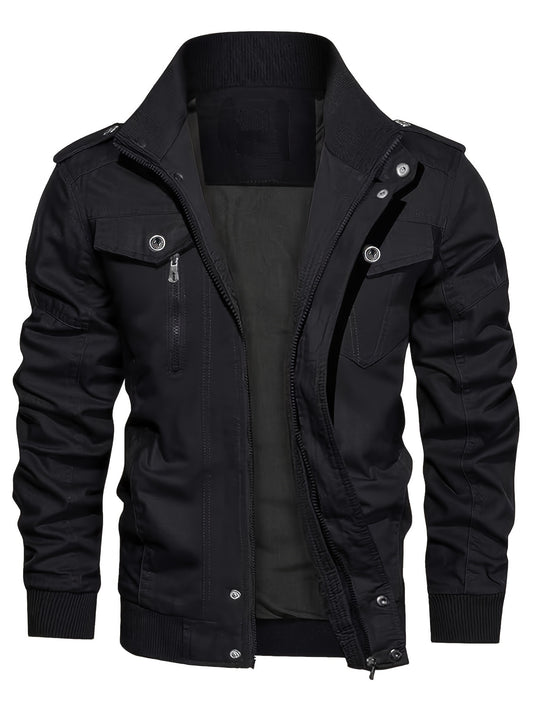 Men's Tactical Cargo Jacket with Multiple Pockets for Fall