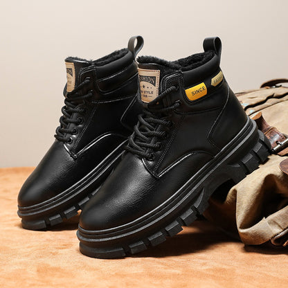 Men'S High-Top Winter Snow Boots - Heavy-Duty Thermal Insulated Cold Weather Boots with Lace-Up Closure, Non-Slip Rubber Sole - Brown - for Hiking, Outdoor