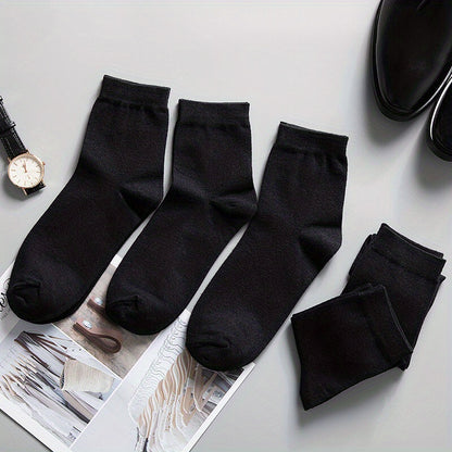 5pairs of Soft, Breathable Men's Black Casual Socks - Perfect for Spring & Summer!