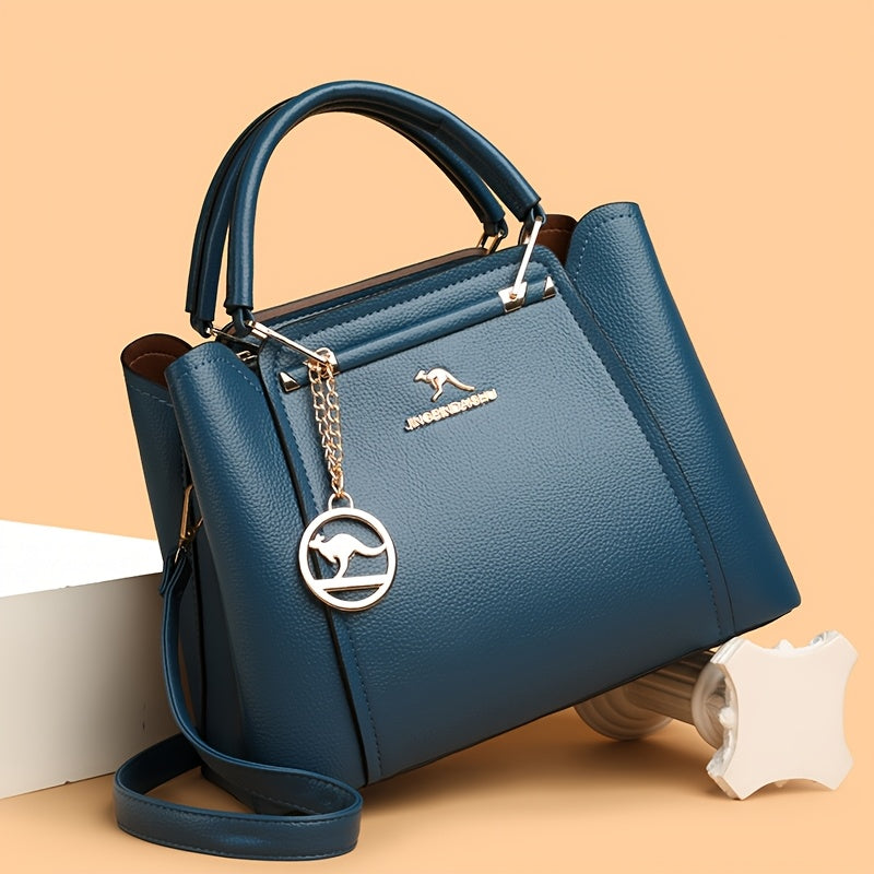 Elegant Women's Fabric Handbag with Metal Accents - Versatile Style