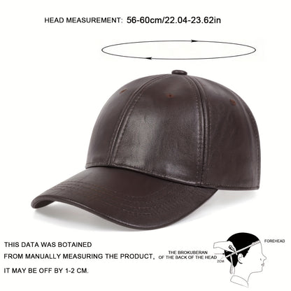 Solid Color Casual Baseball Cap PU Leather Waterproof Dad Hat Unisex Adjustable Sunshade Golf Cap For Women Men