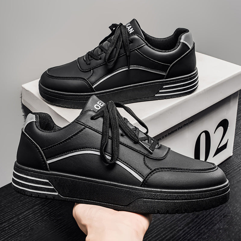 LOEIKAN Men'S Casual Comfortable Lightweight Sports Walking Business Shoes | Low-top, Lace-up Closure, Faux Upper, PVC Sole, Solid Color with Herringbone Pattern, Round Toe - ayq
