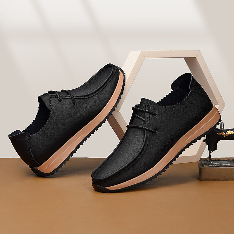 Men's Low-Top Oxford Shoes with Hidden Height Increase, Anti-Slip Sole