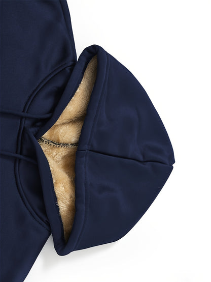 Men's Fleece-lined Cozy Hooded Sweatshirt With Drawstring And Kangaroo Pocket, Men's Hoodie For Winter Outdoor