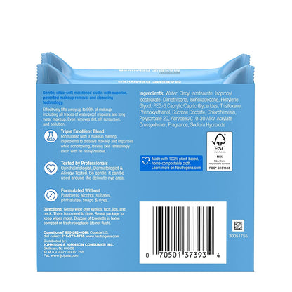 Neutrogena Makeup Remover Wipes, Daily Facial Cleanser Towelettes, Gently Cleanse and Remove Oil & Makeup, Alcohol-Free Makeup Wipes, 2 X 25 Ct