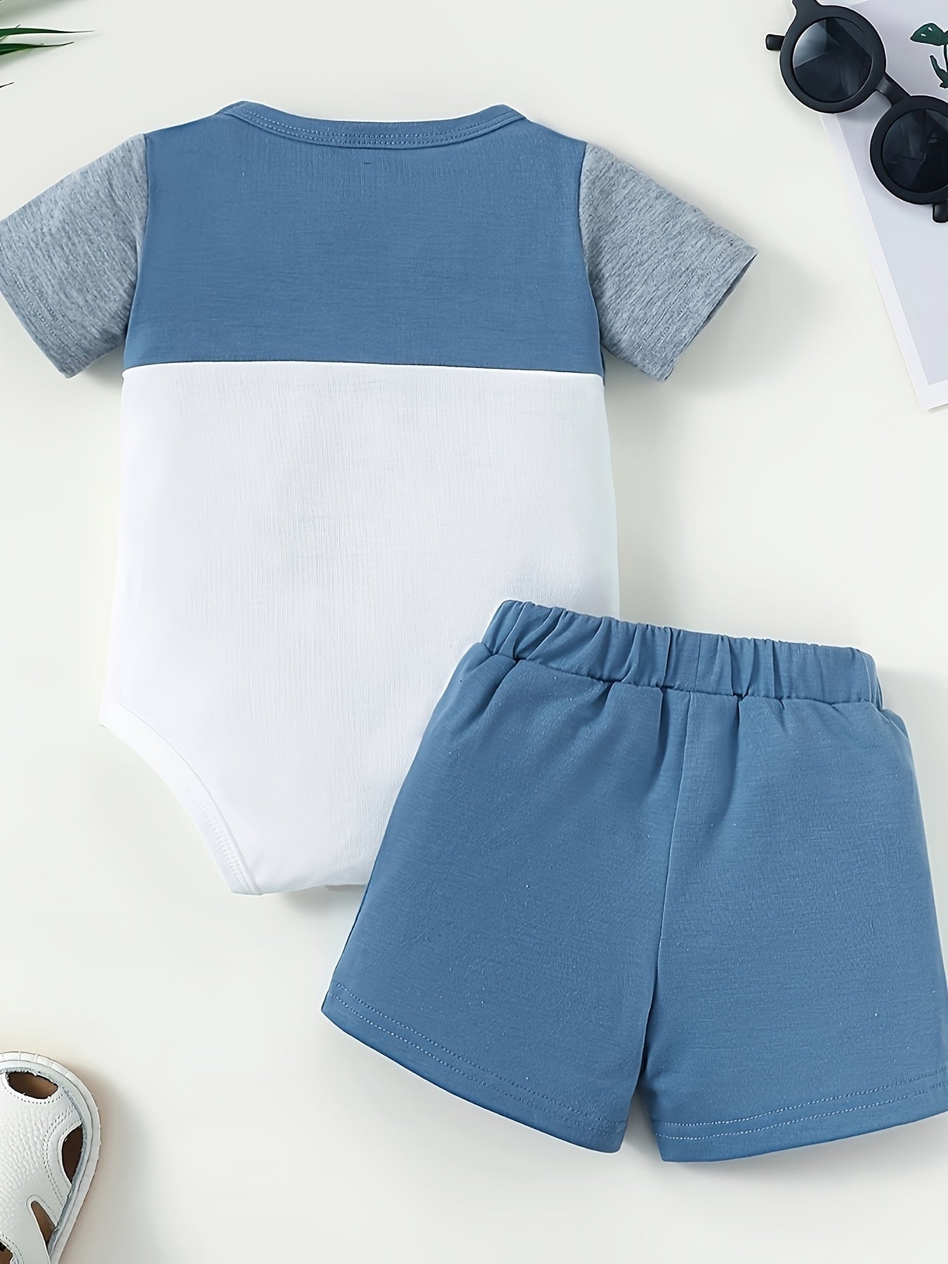 Baby Boy Summer Romper Set Casual Patchwork 2pcs Outfit