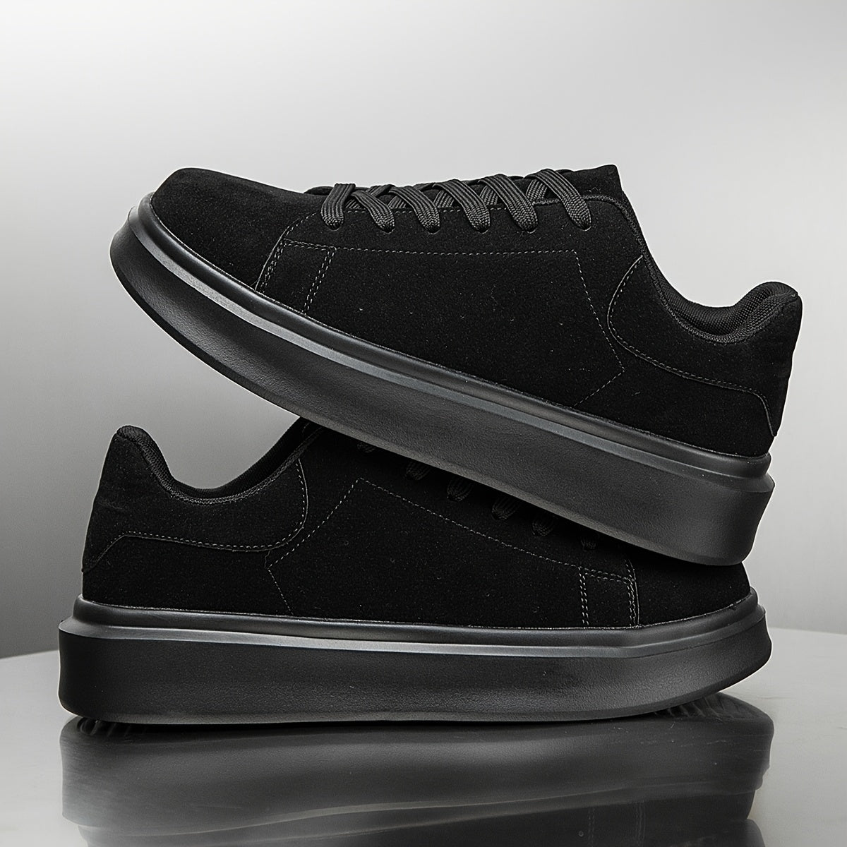 Men's Shoes, Unisex, Plus Size, Discounted Footwear, Versatile Black Skate Shoes, Fiber Fabric, Lightweight Casual Sneakers, Suitable for Outdoor Daily Commuting Activities - ayq