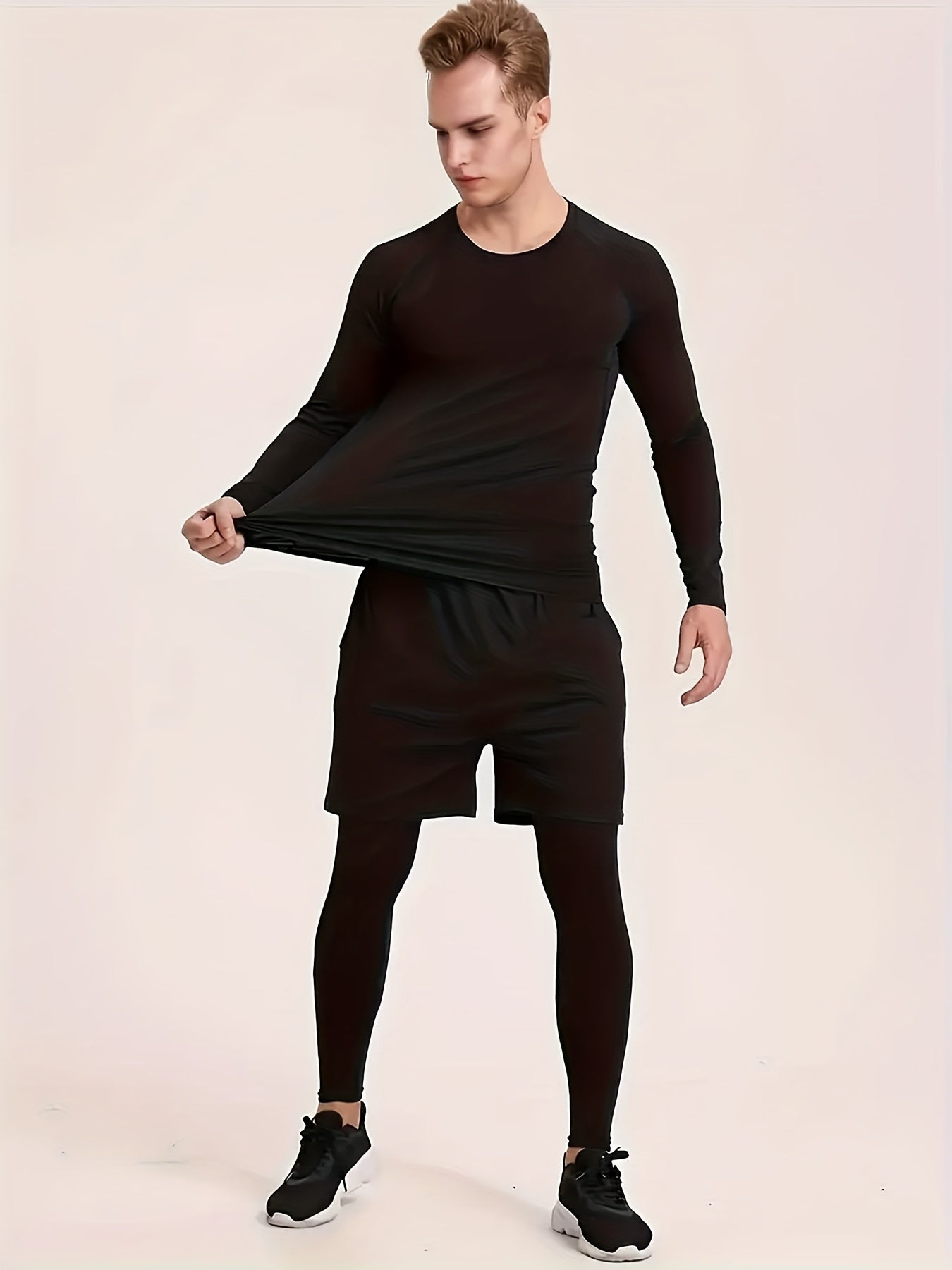 Men's Thermal Fleece-Lined Base Layer Set for Winter Outdoors