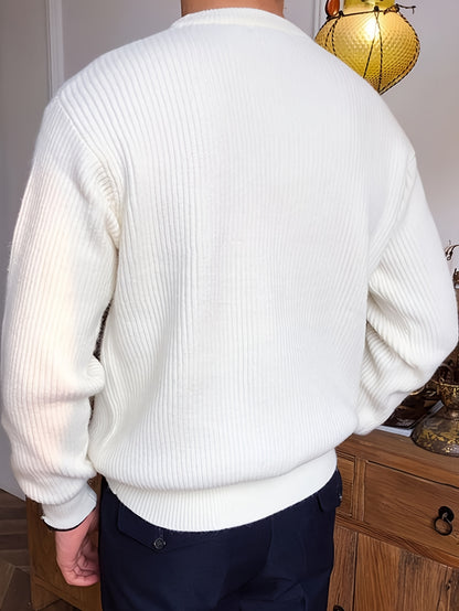 Բաց գույնի, հասուն ոճի աշուն/ձմեռ, հիմնական, տղամարդկանց համար, երկար թևքերով, առօրյա, բրիտանական, կլոր վզնոցով, տրիկոտաժե, բարձր օձիքավոր վերնաշապիկով