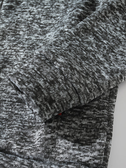 Men's Sporty Full-Zip Stand Collar Sweatshirt - Long Sleeve Casual Pullover with Neon Green Accents, Solid Color Non-Stretch Fabric, Regular Fit for Fall Winter