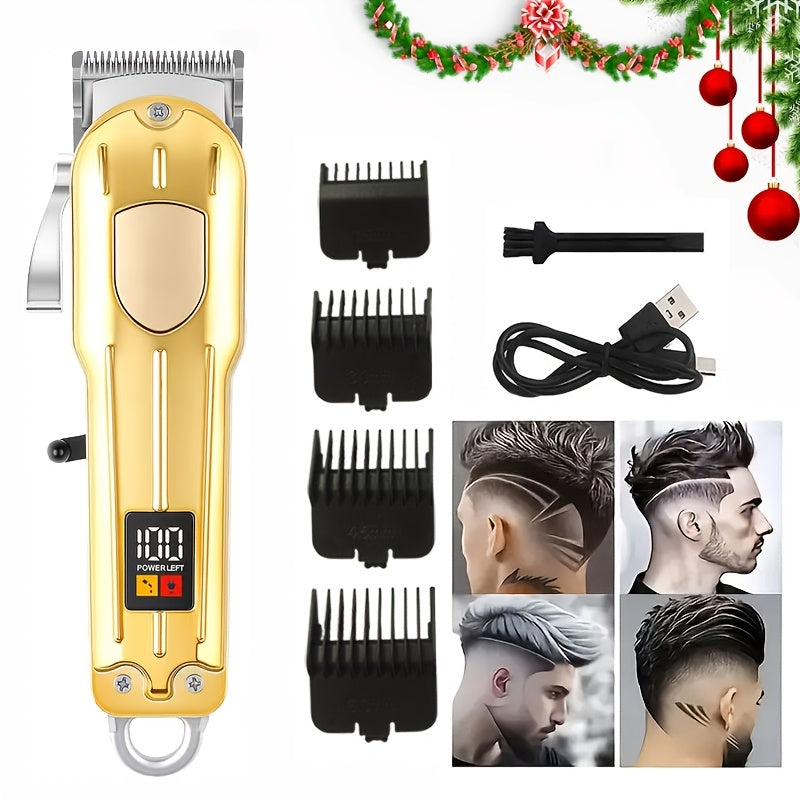Պրոֆեսիոնալ լիցքավորվող էլեկտրական մազ կտրող մեքենա | 4 տարբեր երկարության կարգավորումներ, ցածր աղմուկ, USB արագ լիցքավորում, ունիսեքս, դյուրակիր վարսահարդարման հավաքածու | Իդեալական նվեր տղամարդկանց համար Հայրերի օրվա և Սուրբ Ծննդյան տոների համար