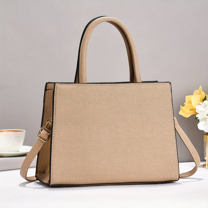 Set of 3 Stylish Large-Capacity PU Tote Bags with Adjustable Strap