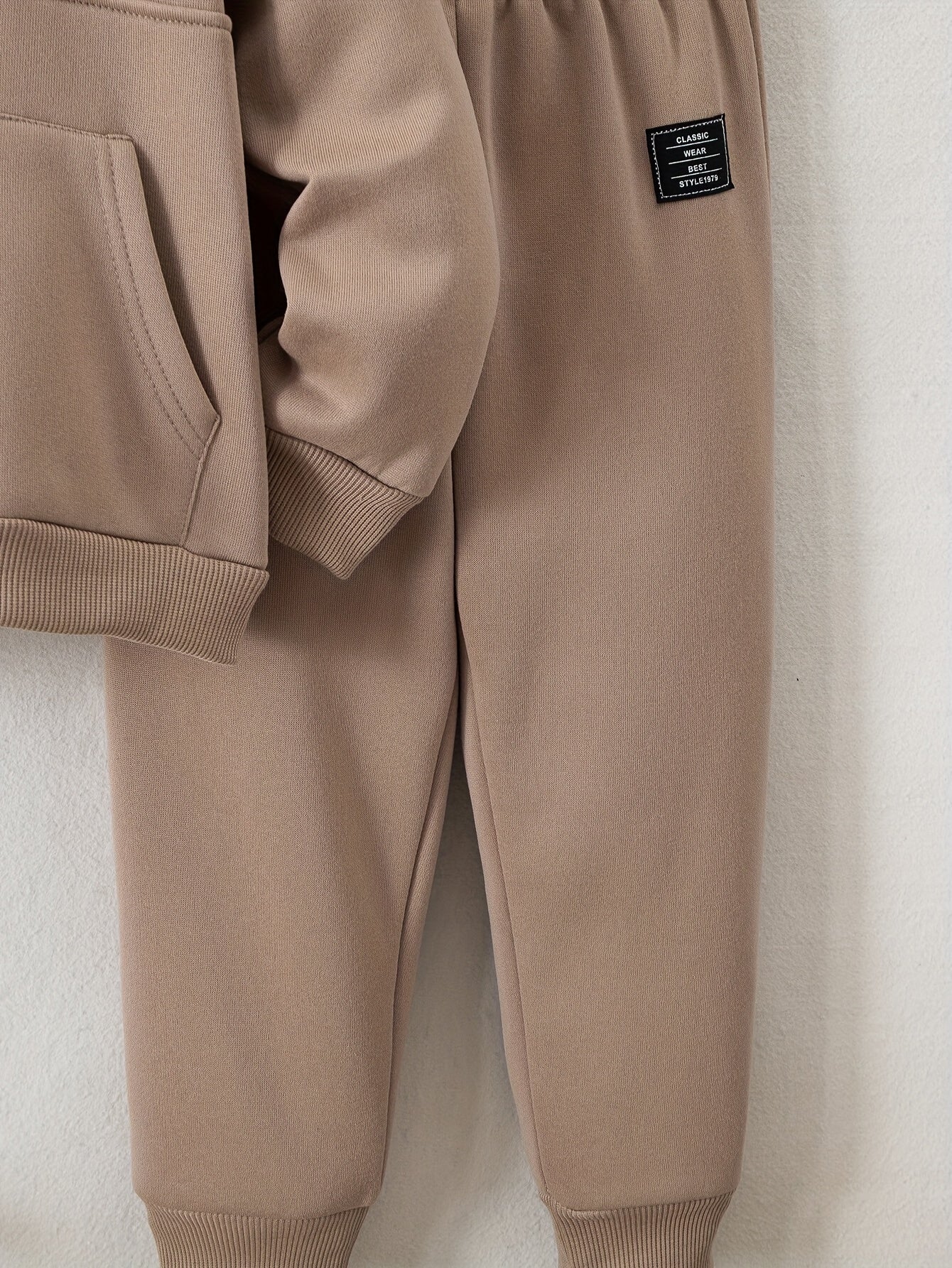 Boys' Cozy Fleece-Lined Hoodie & Sweatpants Set - Olive Green Casual Winter Outfit with Pockets, Thick Warmth for Fall & Winter, Regular Fit, Casual Attire, for Outdoor