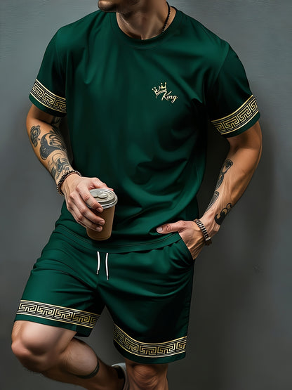 Men's Casual Summer Crew Neck Short Sleeve and Shorts Set