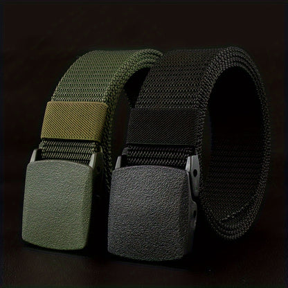 Nylon Belt with Smooth Buckle - Hypoallergenic, Casual Style for Men & Women, Perfect for Jeans & Outdoor Wear