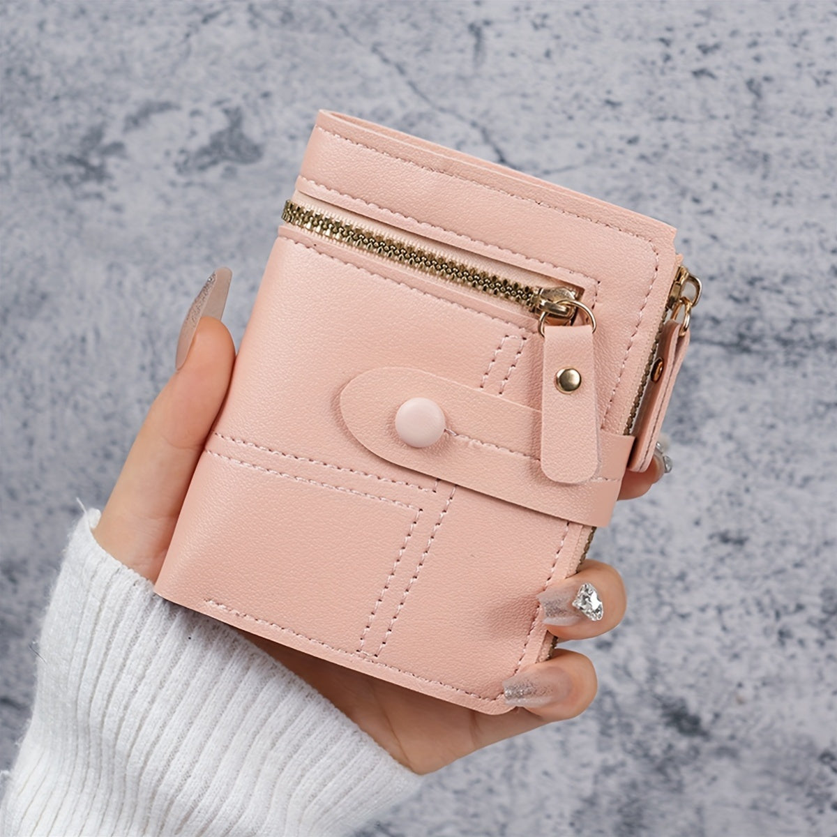 New Women'S Short Two-Fold Coin Purse for Storing Bank Cards, Credit Cards, And Multiple Card Slots with a Zipper Wallet.