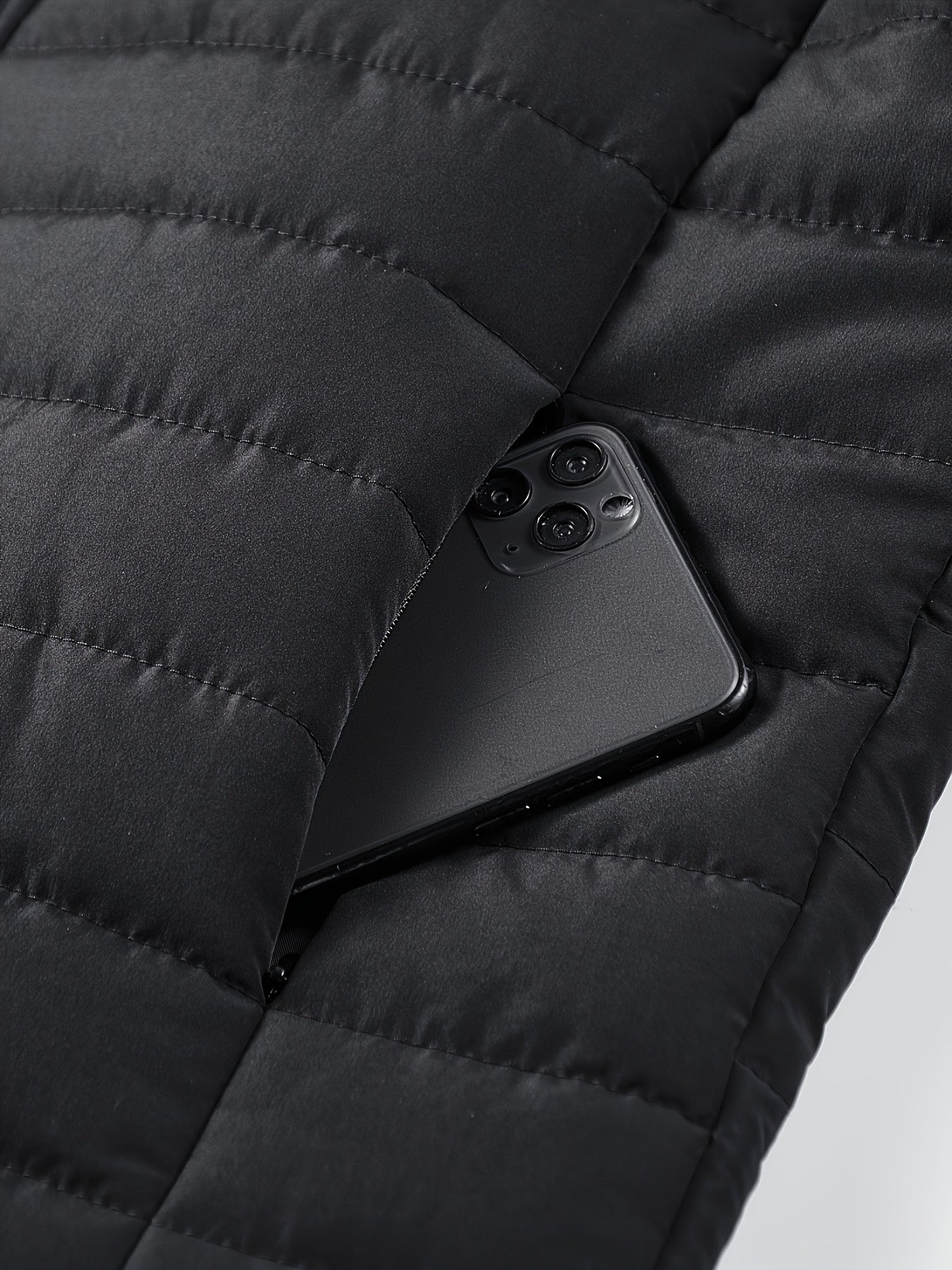 Lightweight Black Quilted Jacket for Men, Featuring a Fashionable Collar And a, Available in Plus Sizes - ayq