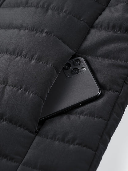 Lightweight Black Quilted Jacket for Men, Featuring a Fashionable Collar And a, Available in Plus Sizes - ayq
