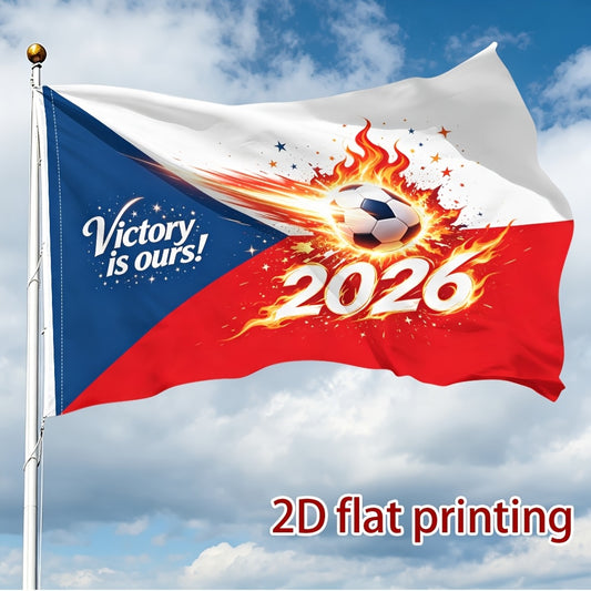Czech 2026 Football Themed Polyester Fan Flag - Single-Sided Print - ayq