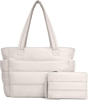 Lightweight Quilted Puffer Tote Bag for Women, Travel & Work
