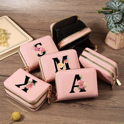 Women's Lightweight Wallet - Compact Zipper Purse with Multiple Card Slots & Coin Pocket, Elegant Monogram Initials, Secure Closure for Everyday, Travel, Gift - Women's Credit Card Organizer, Everyday Carry Purse, Stylish Ini