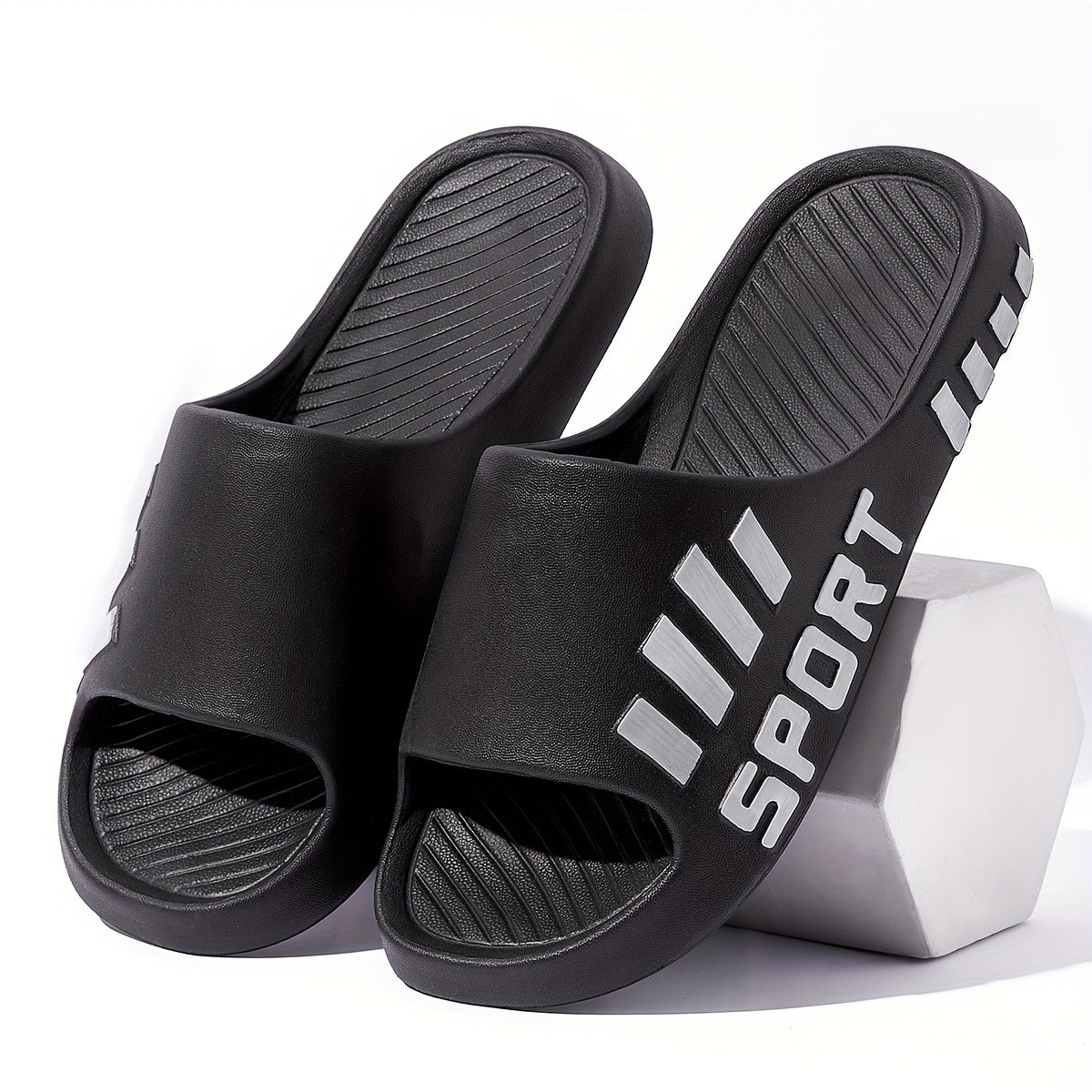 Men's stylish sports flip-flops, indoor non-slip couple slippers, casual and comfortable EVA material slippers, available in large sizes 48-49 - ayq