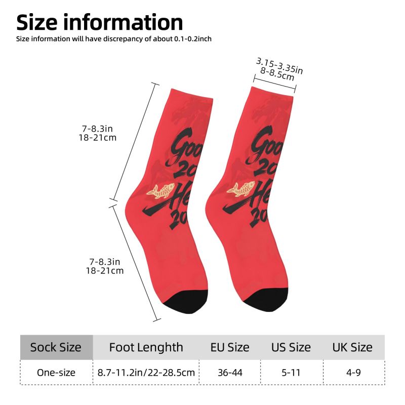Men's 2026 New Year Themed Mid-Calf Socks with Chinese Character & Fireworks Print - Festive Party Socks for Celebrations, Machine Washable Casual Wear or New Year Outfits