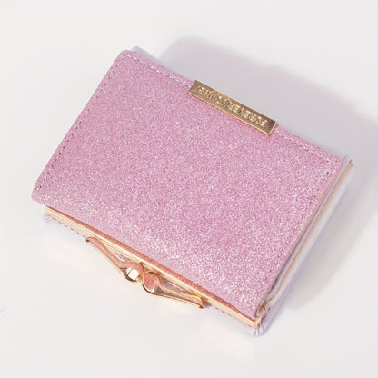 1pc, Women's Luxury High-Quality Wallet, Multi-Functional Multi-Card Slot Exclusive Coin Purse, Portable Compact Versatile Travel, Gorgeous Small Sequins, Exquisite Lady Gentle Style, Unique Design, Metal Snap Closure, Solid