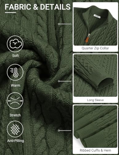 Men’s Quarter Zip Cable Knit Pullover Sweater