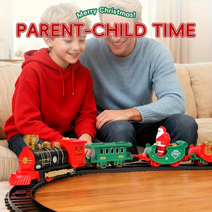 Electric Christmas Train Set | Hanging Christmas Tree Decoration, Indoor & Outdoor Use, Battery Powered, Weather Resistant, Suitable for Children, Red, Green - QWK Brand