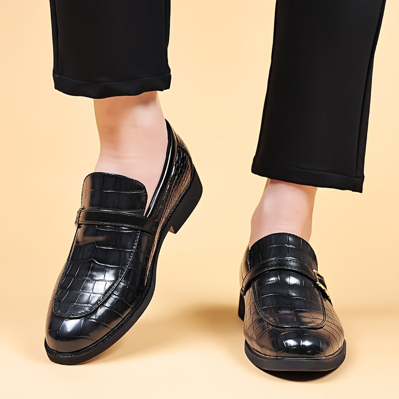 Men's Business Casual Oxford Shoes with Crocodile Pattern