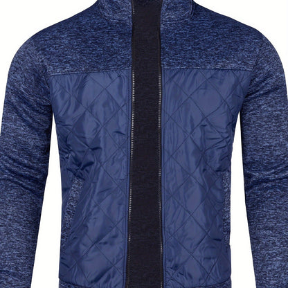 Men's Knitted Cardigan Jacket, Autumn Winter Casual Stand Collar Full Zip Coat, Long Sleeve Regular Fit Jacket