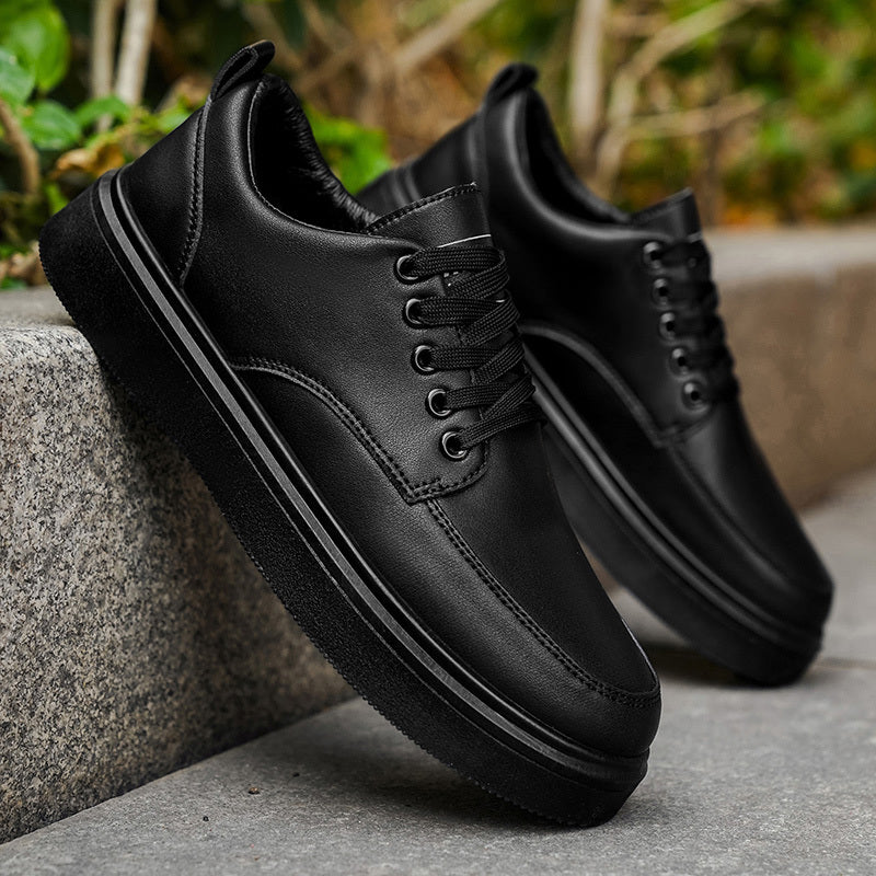 LOEIKAN 2026 New Solid Color Low-Top Versatile Elegant Business Casual Shoes, Comfortable Flat Black and White Trendy Fashion Minimalist Sneakers - ayq