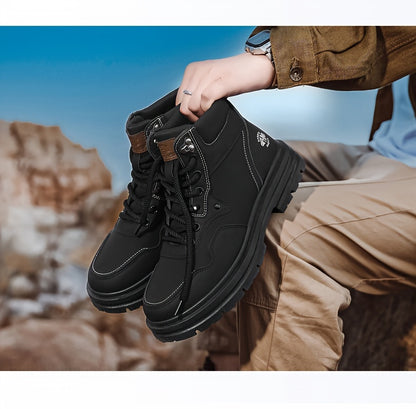 Large Size High Top Casual Shoes Short Boots Men's Big Yellow Boots High Top Trendy Versatile British Style Short Boots Mid Top Work Boots Men's Hiking Boots