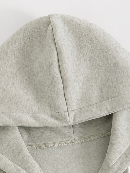Women’s Short Hooded Zipper Sweatshirt with Geometric Print