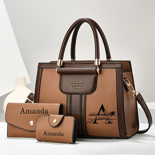 Vintage Red 3-Piece Mother-Daughter Bag Set with Custom Name - ayq