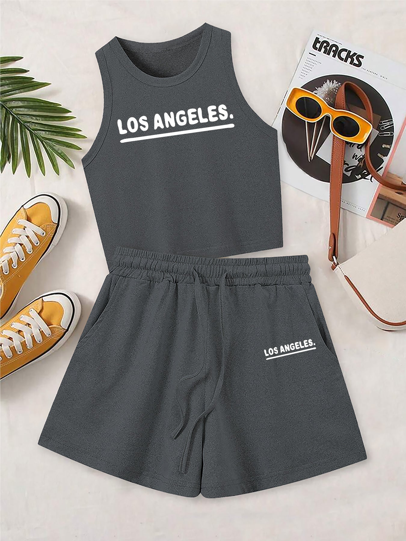 Casual Women's Two-Piece Vest and Shorts Set with Pattern