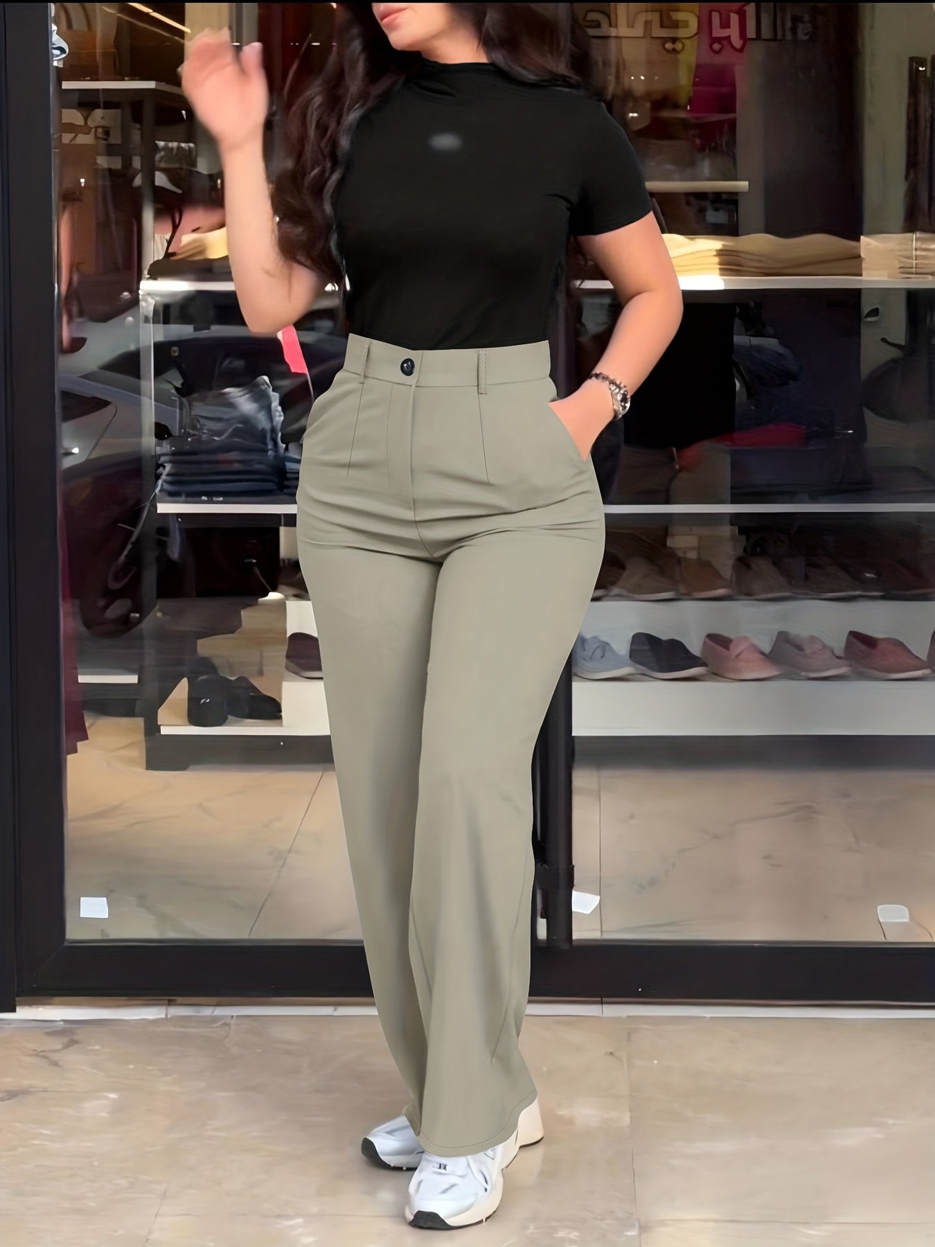 Women's Casual Slim-Fit Solid Color Long Pants