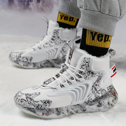 Men'S Winter Snow Boots with TPU Sole & Fleece - Heavy-Duty High-Top Ankle Support, Warm Thermal Insulation, Lace-Up Closure, Thick, Winter Boots, Cold Weather Footwear, Durable Traction Footwear, Outdoor Footwear, Rugged Des