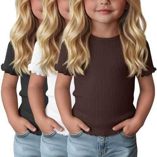 3-Pack Baby Girls Ribbed Cotton Blend T-Shirts