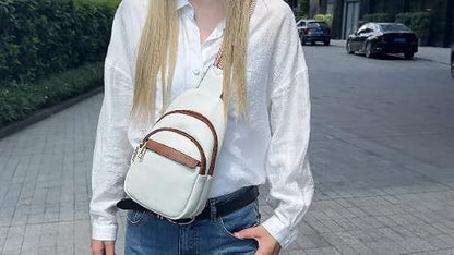 Women's Leather Sling Crossbody Bag - Travel Fanny Pack