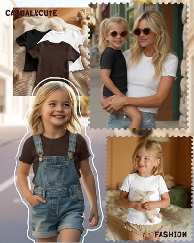 3-Pack Baby Girls Ribbed Cotton Blend T-Shirts