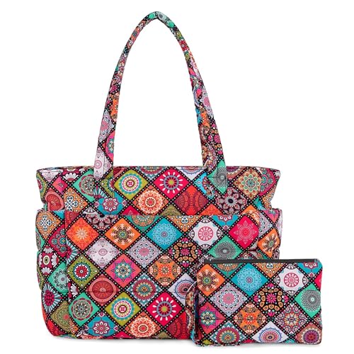 Lightweight Quilted Puffer Tote Bag for Women, Travel & Work