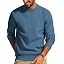 Men's Waffle Knit Crewneck Sweater Textured Pullover