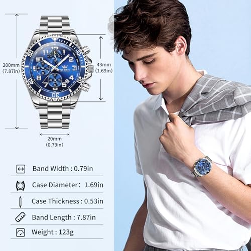 OLEVS Men's Stainless Steel Dress Watch with Chronograph