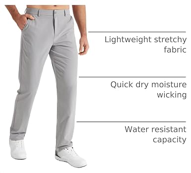 Men's Stretch Golf Pants Lightweight Casual Work Trousers