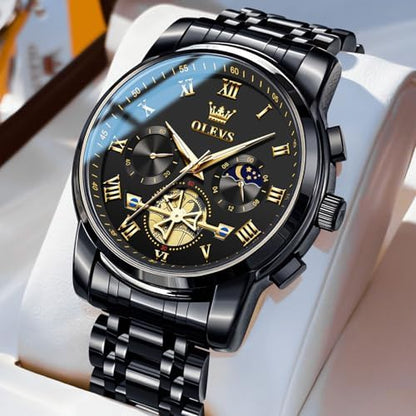 OLEVS Men’s Waterproof Luxury Stainless Steel Big Face Watch