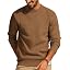 Men's Waffle Knit Crewneck Sweater Textured Pullover